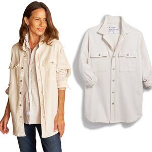 FRANK AND EILEEN BEIGE UTILITY 100% COTTON OVERSIZED BUTTON DOWN SHIRT XS SMALL
